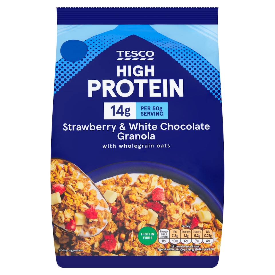 Tesco High Protein Strawberry & White Chocolate Granola 500g