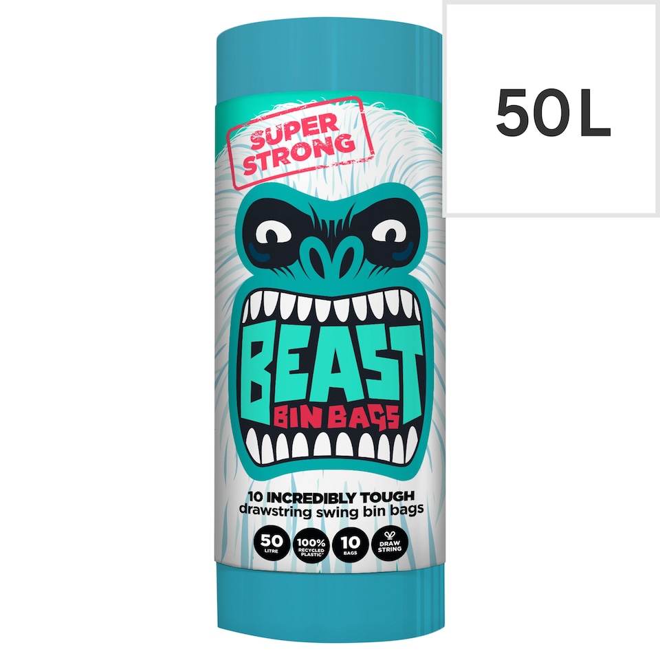 image 1 of Beast Super Strong Drawstring Swing Bin Bags 50 Litre 10 Pack