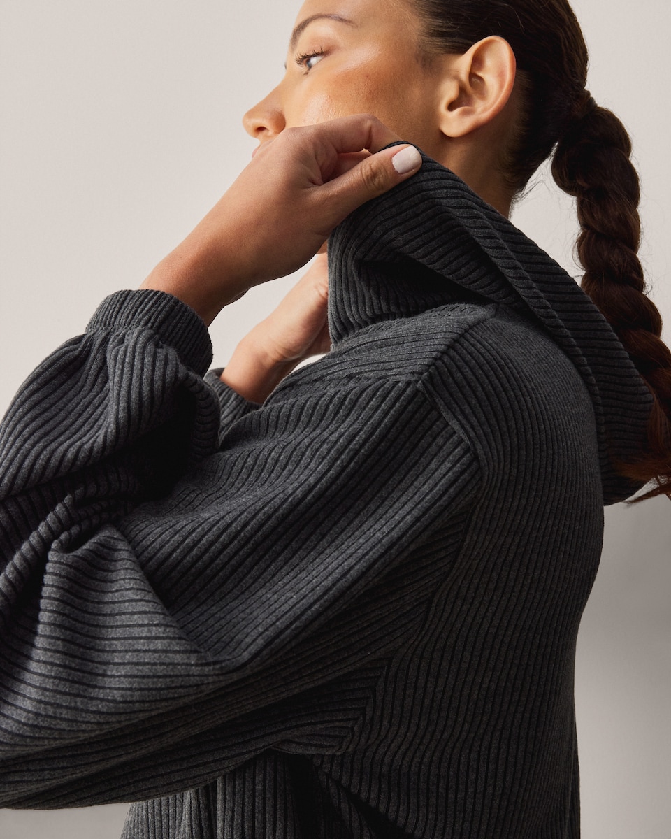 image 1 of F&F Active Ribbed Zip Through Hoodie in Grey Marl