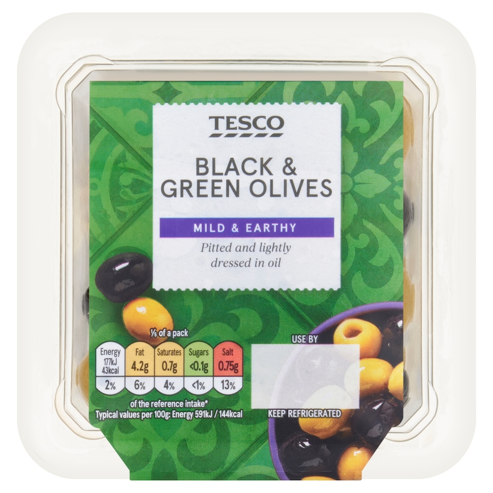 Tesco Black & Green Olives 150g