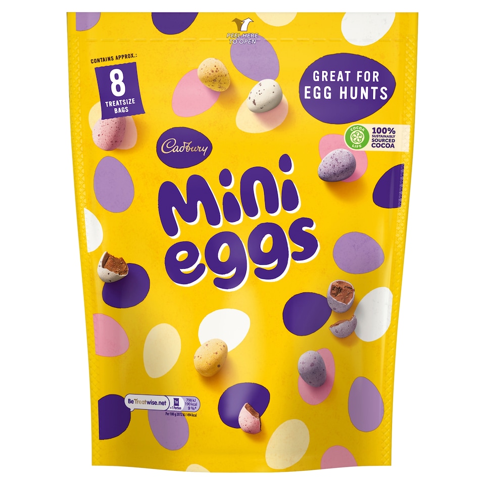Cadbury Mini Eggs Chocolate Eggs Pouch 8 packs 308g