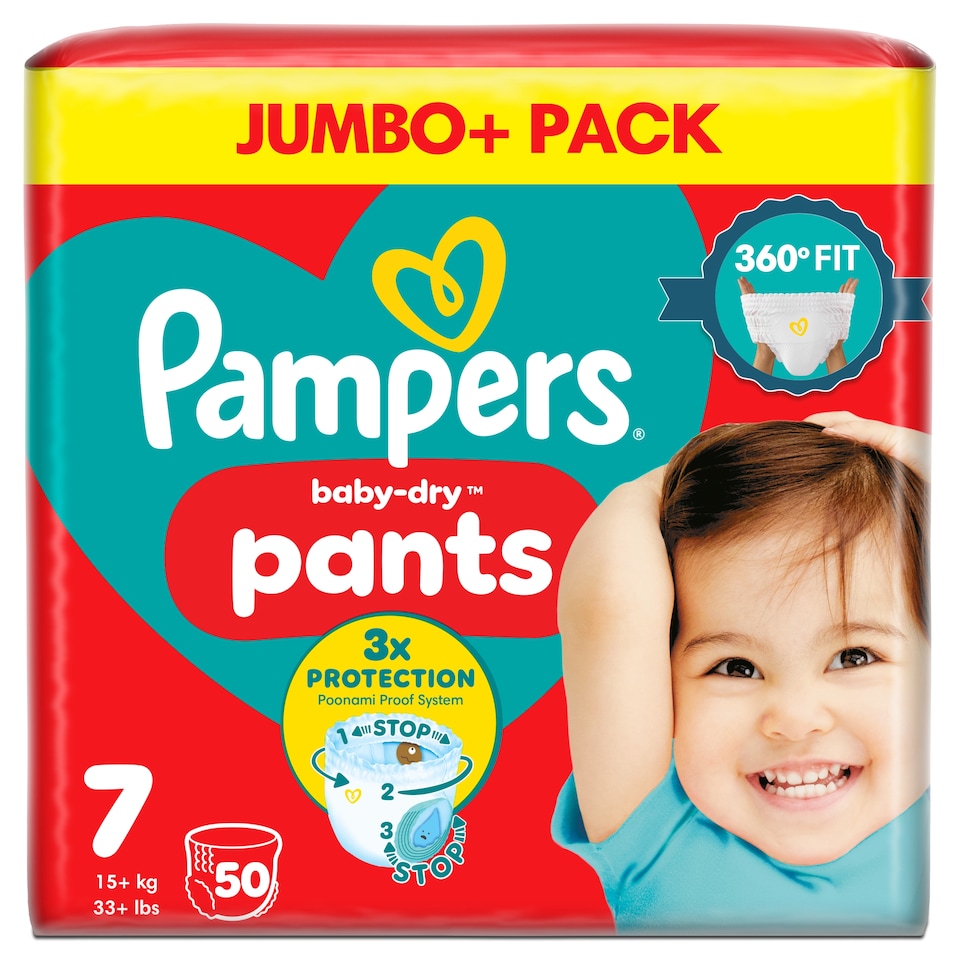 image 1 of Pampers Baby-Dry Nappy Pants Size 7 Jumbo+ Pack 50 Pack