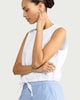 image 2 of F&F Cotton Rich Tie Hem Sleeveless Top in White