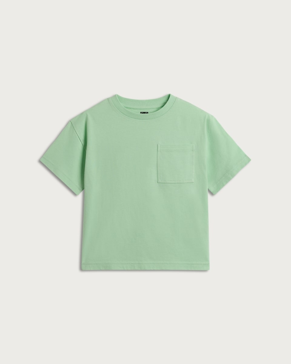 image 1 of F&F Boys Pure Cotton Pocket Front Short Sleeved T-Shirt in Lime