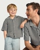 image 1 of F&F Boys Cotton Rich Striped Button-Up Shirt in Multi Black White