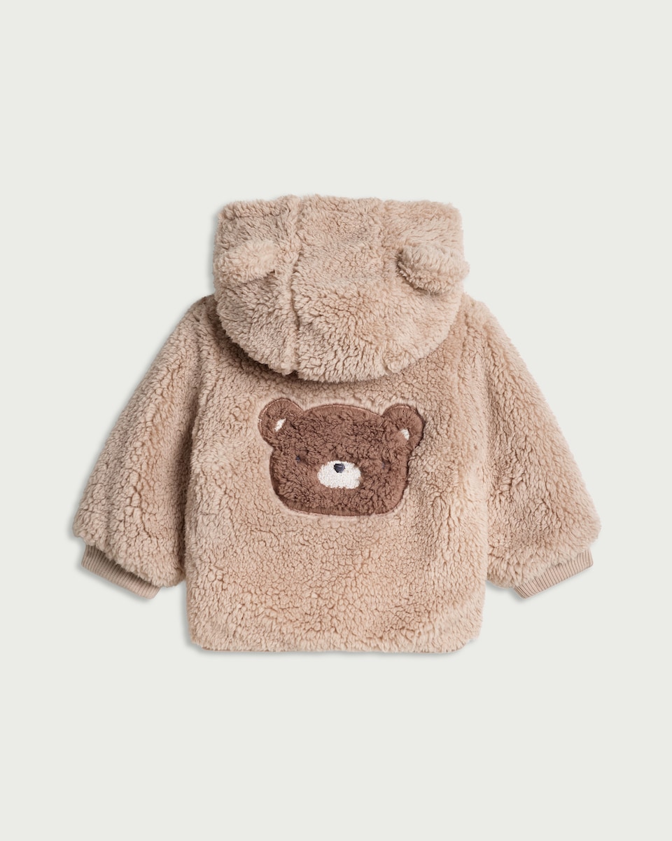 image 1 of F&F Baby Fleece Teddy Jacket in Brown