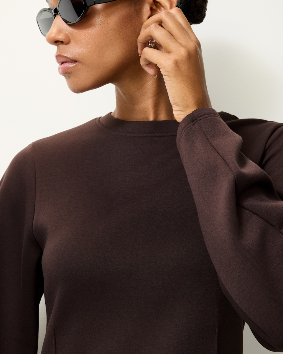 image 1 of F&F Scuba Long Sleeved Top in Chocolate