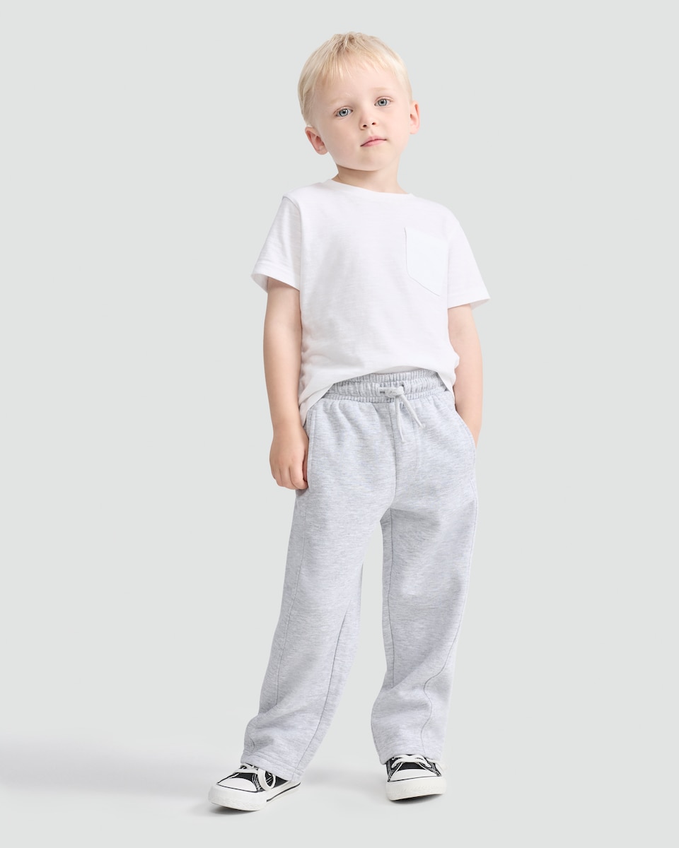 image 1 of F&F Boys Cotton Rich Wide Leg Drawstring Joggers in Grey Marl