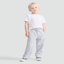 F&F Boys Cotton Rich Wide Leg Drawstring Joggers in Grey Marl