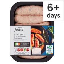 Tesco Finest 6 Pork And Spring Onion Sausages 454G