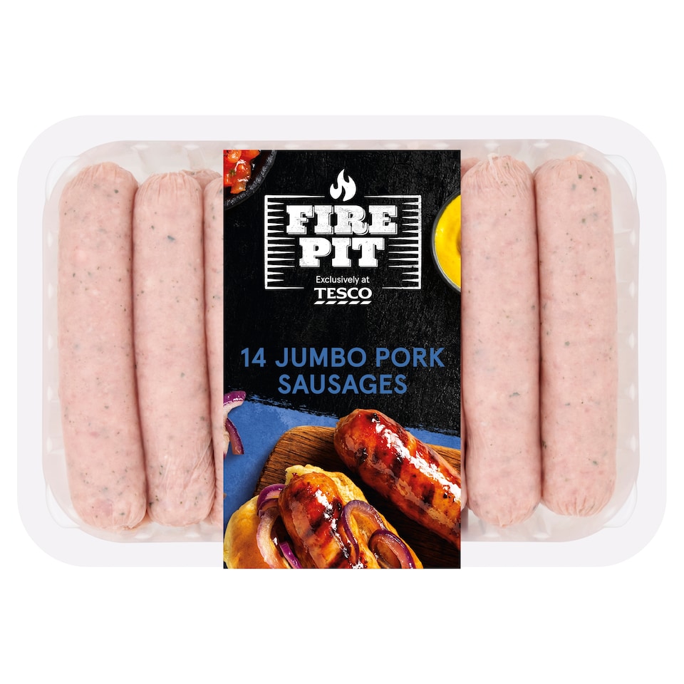 Tesco Fire Pit 14 Jumbo Pork Sausages 1.12Kg
