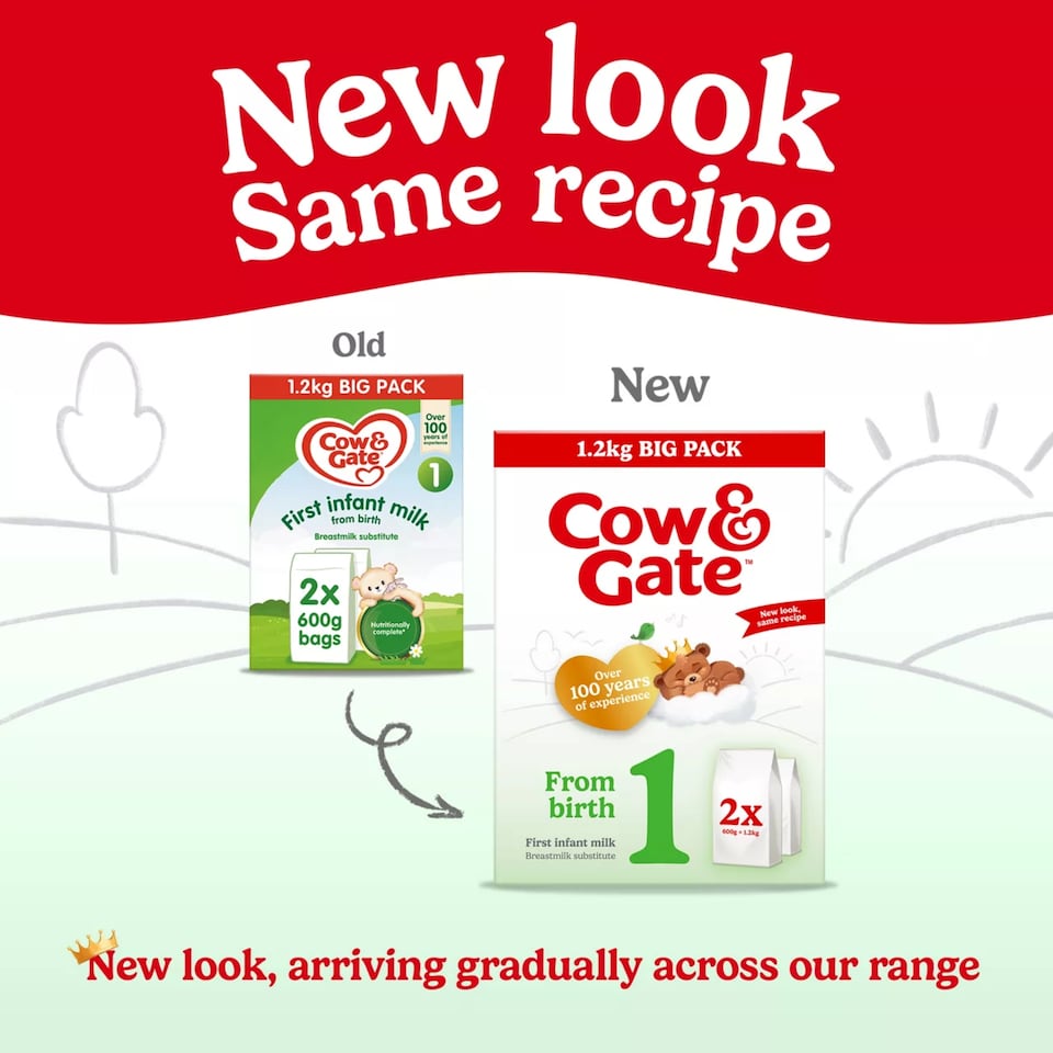 image 1 of Cow & Gate 1 First Infant Baby Milk Formula Powder from Birth Big Pack 1.2kg