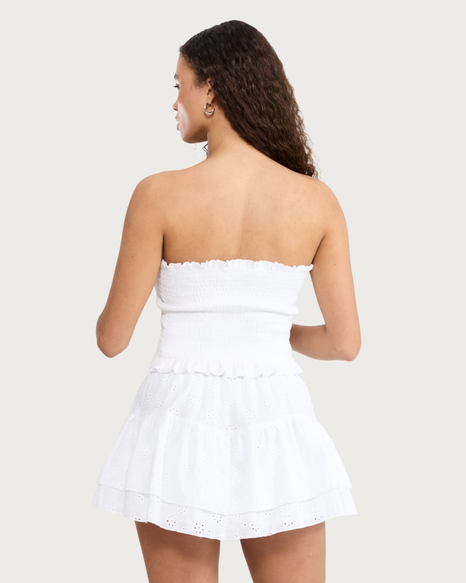 image 1 of OH ME OH MY Pure Cotton Broderie Layered Skort in White