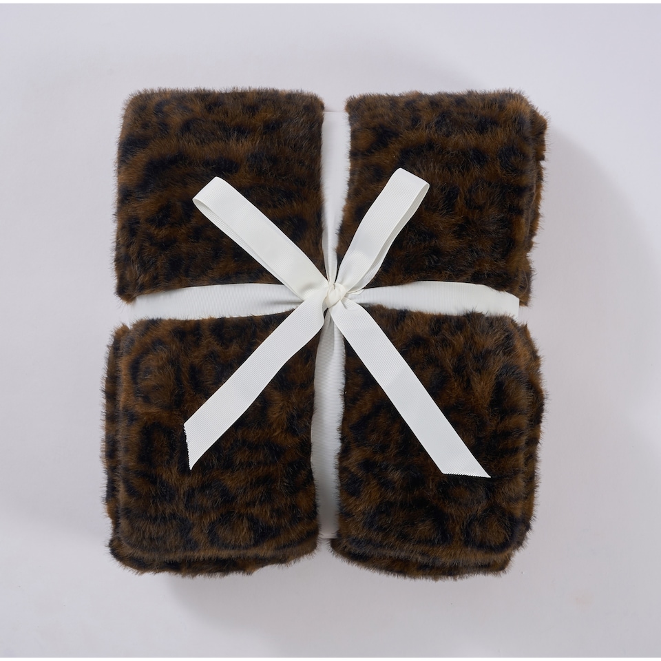 F&F Home Leopard Print Faux Fur Throw