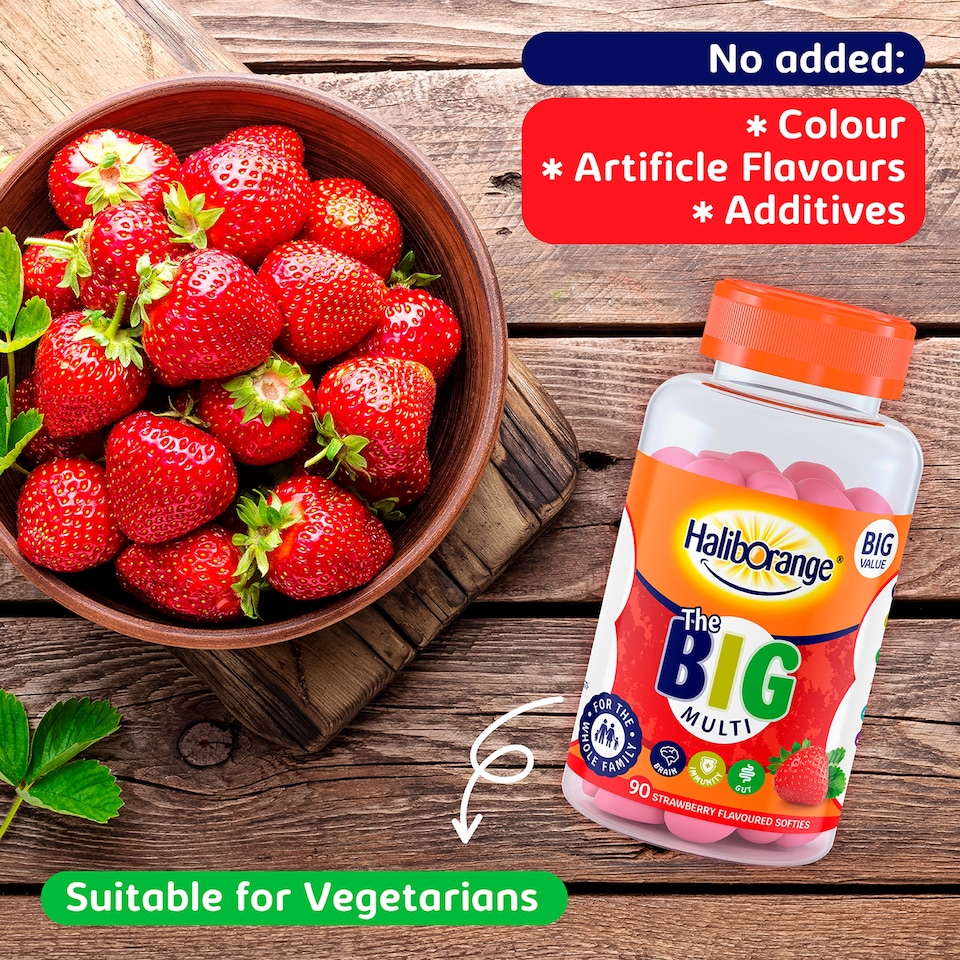 image 1 of Haliborange The Big Multi Softies - Strawberry Flavour 90s