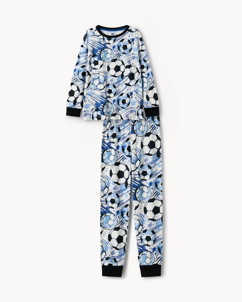 image 1 of F&F Boys Pure Cotton Football Pyjama Set in Multi