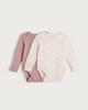 image 1 of F&F Baby 2-Pack Cotton Rich Ribbed Long Sleeved Bodysuits in Pink