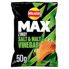 Walkers Max Salt & Malt Vinegar Crisps 60G
