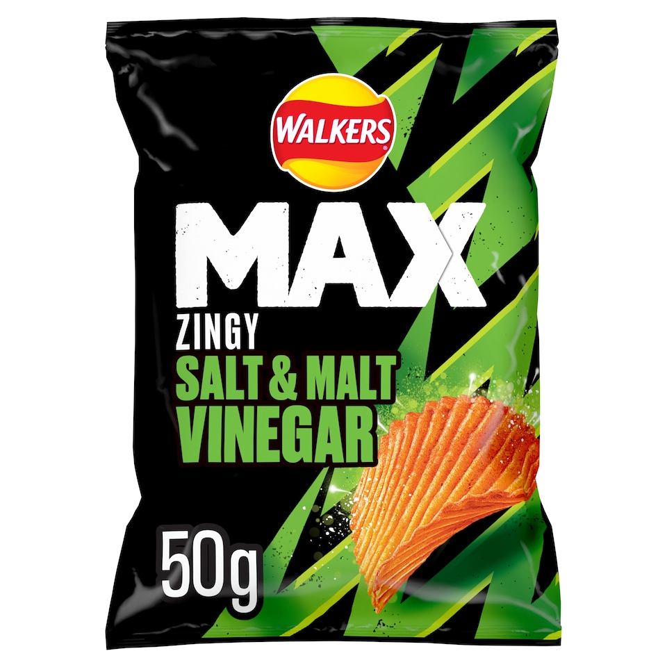 image 1 of Walkers Max Salt & Malt Vinegar Crisps 60G