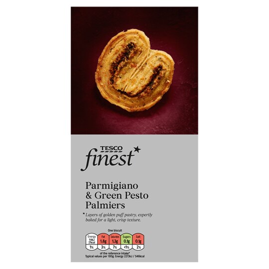 Tesco Finest* Parmgno And Green Pesto Palmiers 90G Tesco Groceries