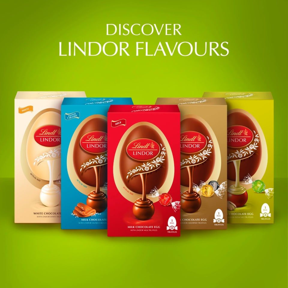 image 1 of Lindt Lindor Milk Chocolate Egg with Lindor Pistachio Truffles 260g