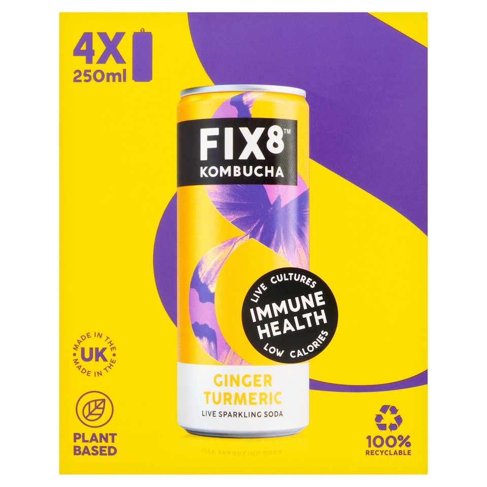 image 1 of FIX8 Kombucha Ginger Turmeric 4 x 250ml