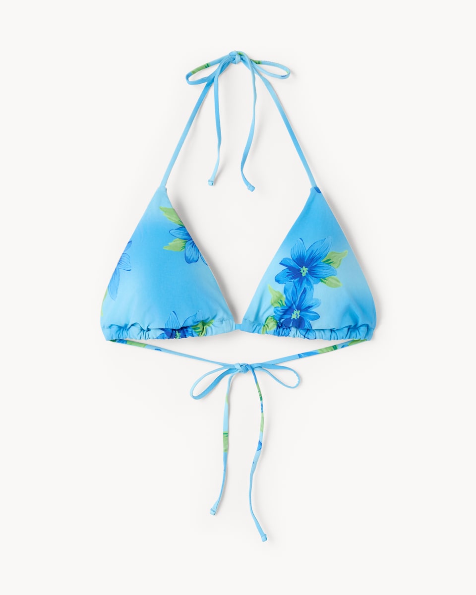 OH ME OH MY Floral Halter Neck Bikini Top in Blue