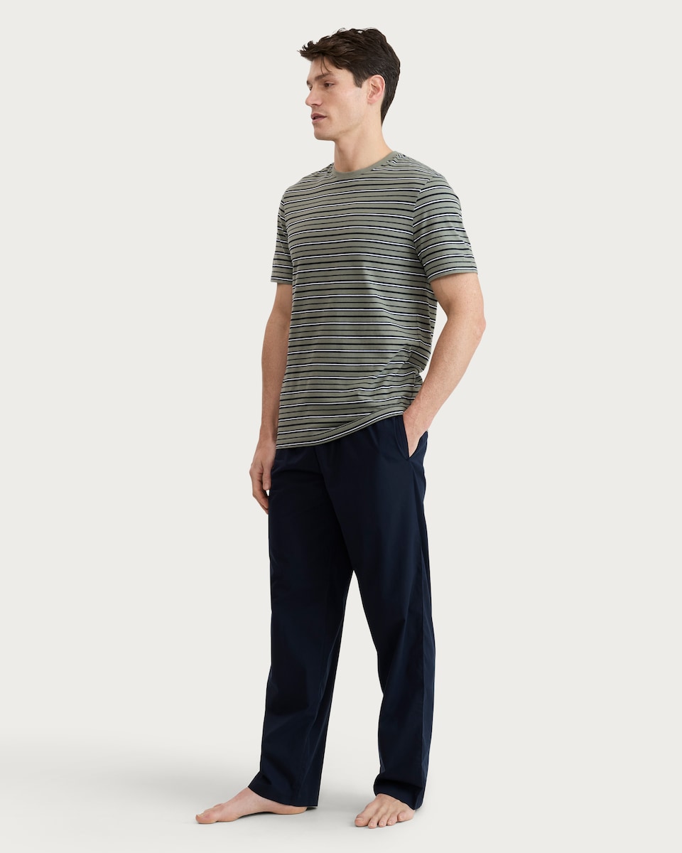 image 1 of F&F Pure Cotton Stripe Pyjama Set in Green