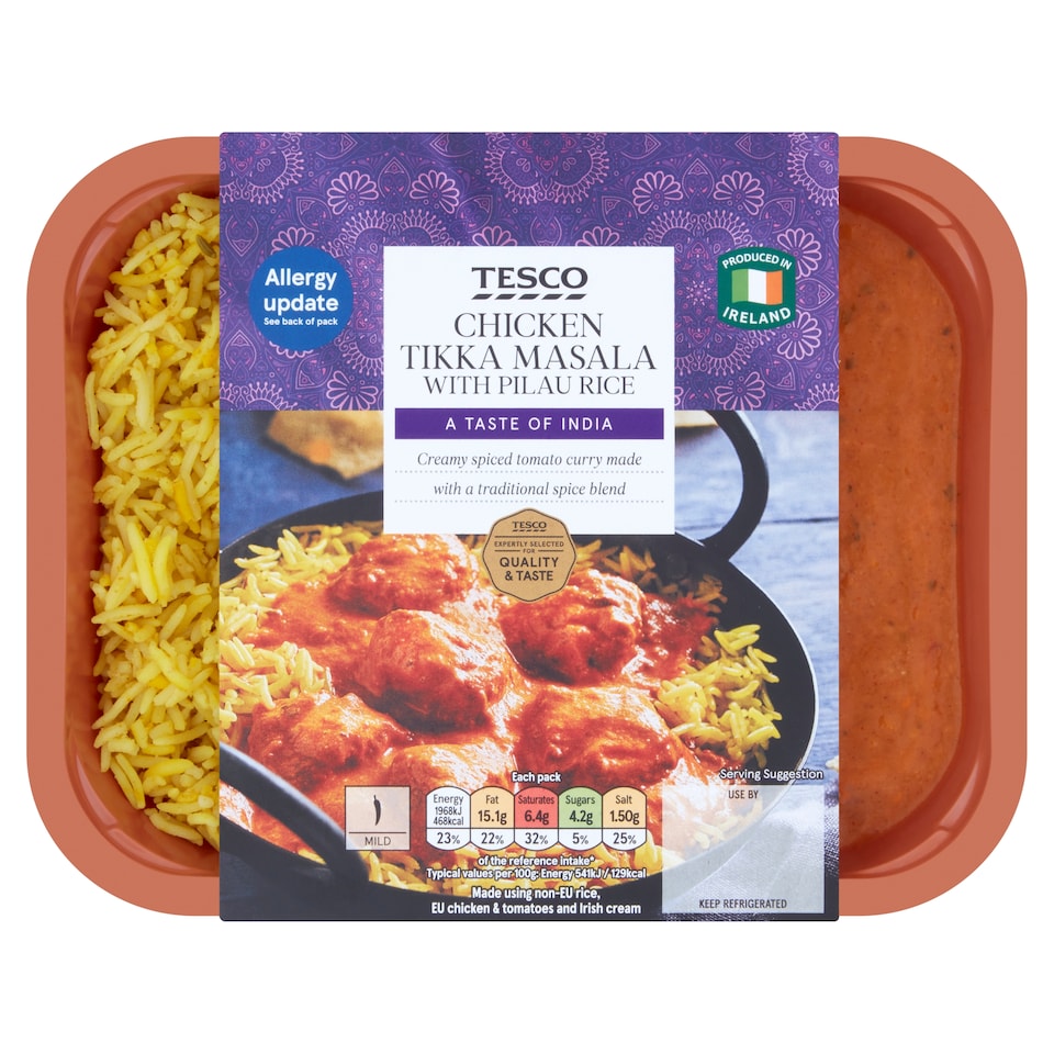 Tesco Chicken Tikka Masala And Pilau Rice 400G