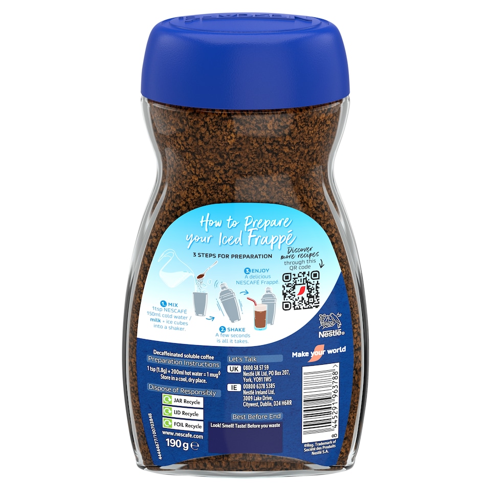 image 1 of Nescafe Original Decaf Instant Coffee 190g