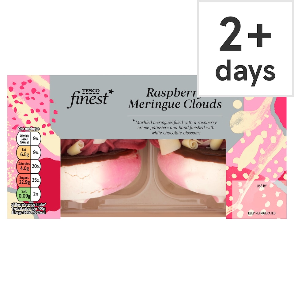 Tesco Finest Raspberry Meringue Clouds 2 Pack 96g