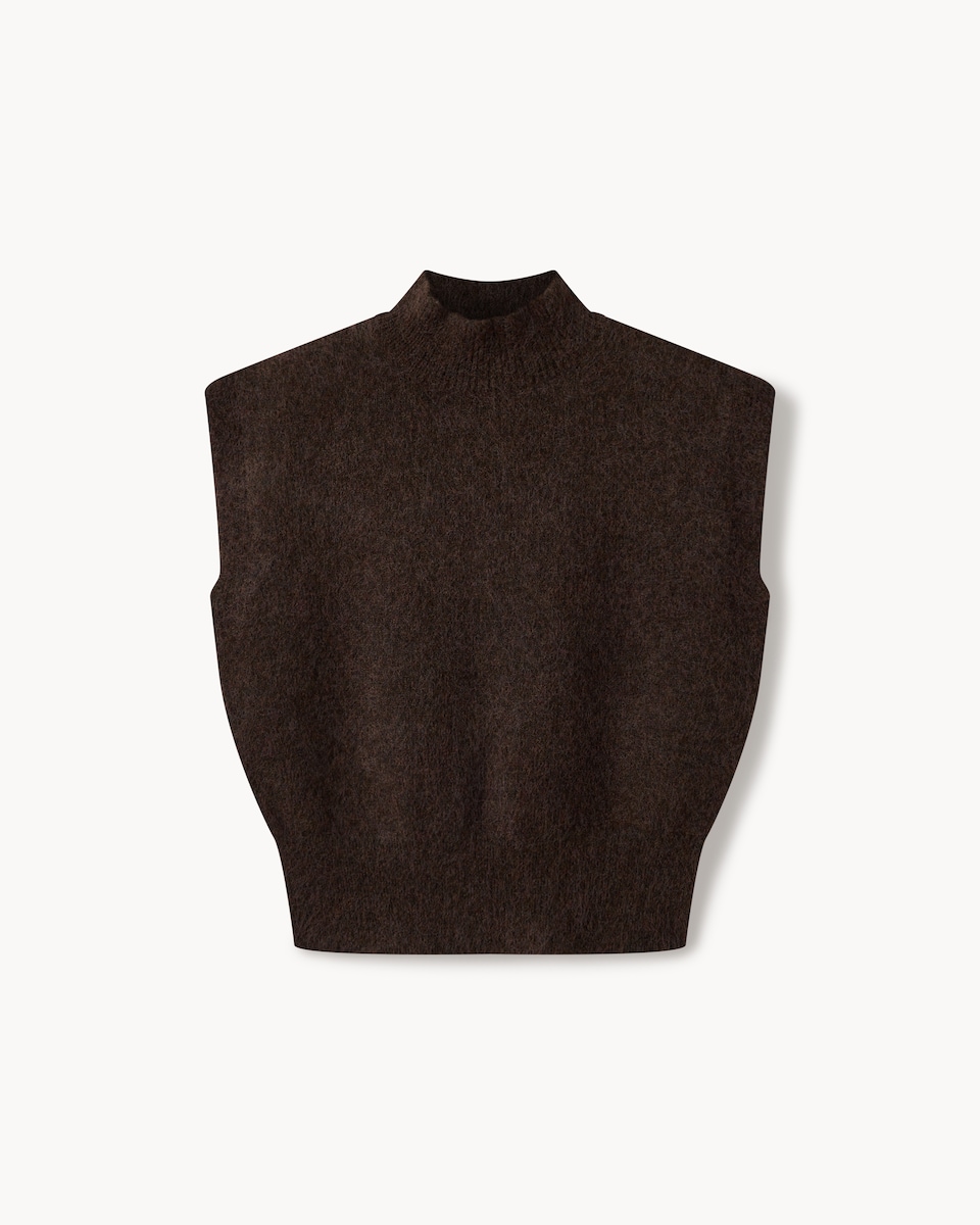image 1 of F&F High Neck Knitted Vest in Chocolate