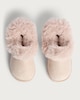 image 2 of F&F Girls Faux Fur Trim Slippers in Pink