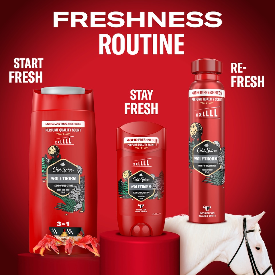 Obrázek 1 pro produkt Old Spice Wolfthorn Sprchový Gel A Šampon Pro Muže 675 ml Dlouhotrvající Svěžest
