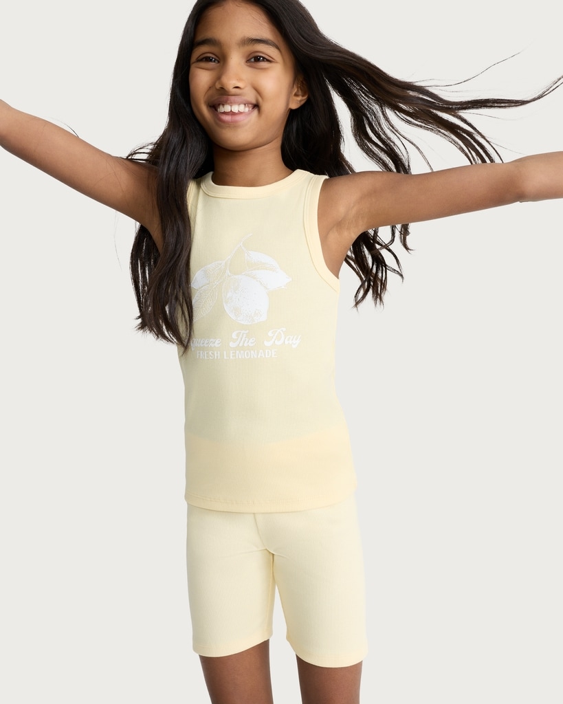 F&F Girls 2-Pack Cotton Rich Ribbed Cycling Shorts in Yellow