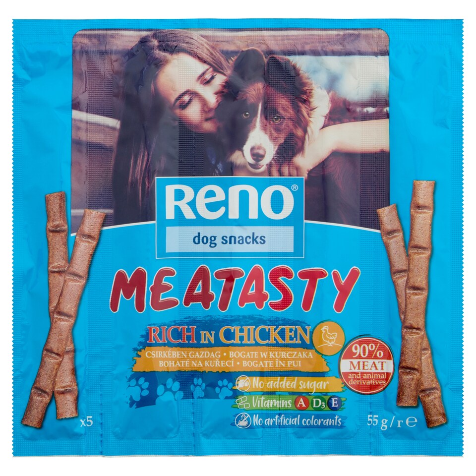 Reno Meatasty húsos kolbászka kutya jutalomfalat csirkében gazdag felnőtt kutyáknak 5 x 11 g 1. kép