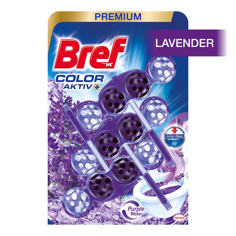 image 1 of Bref Color Aktiv Lavender Solid Toilet Block 3 x 50g
