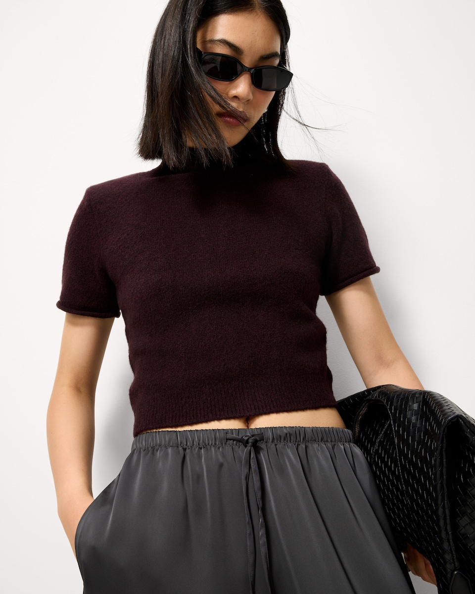 image 1 of F&F Turtle Neck Jumper with Wool in Burgundy