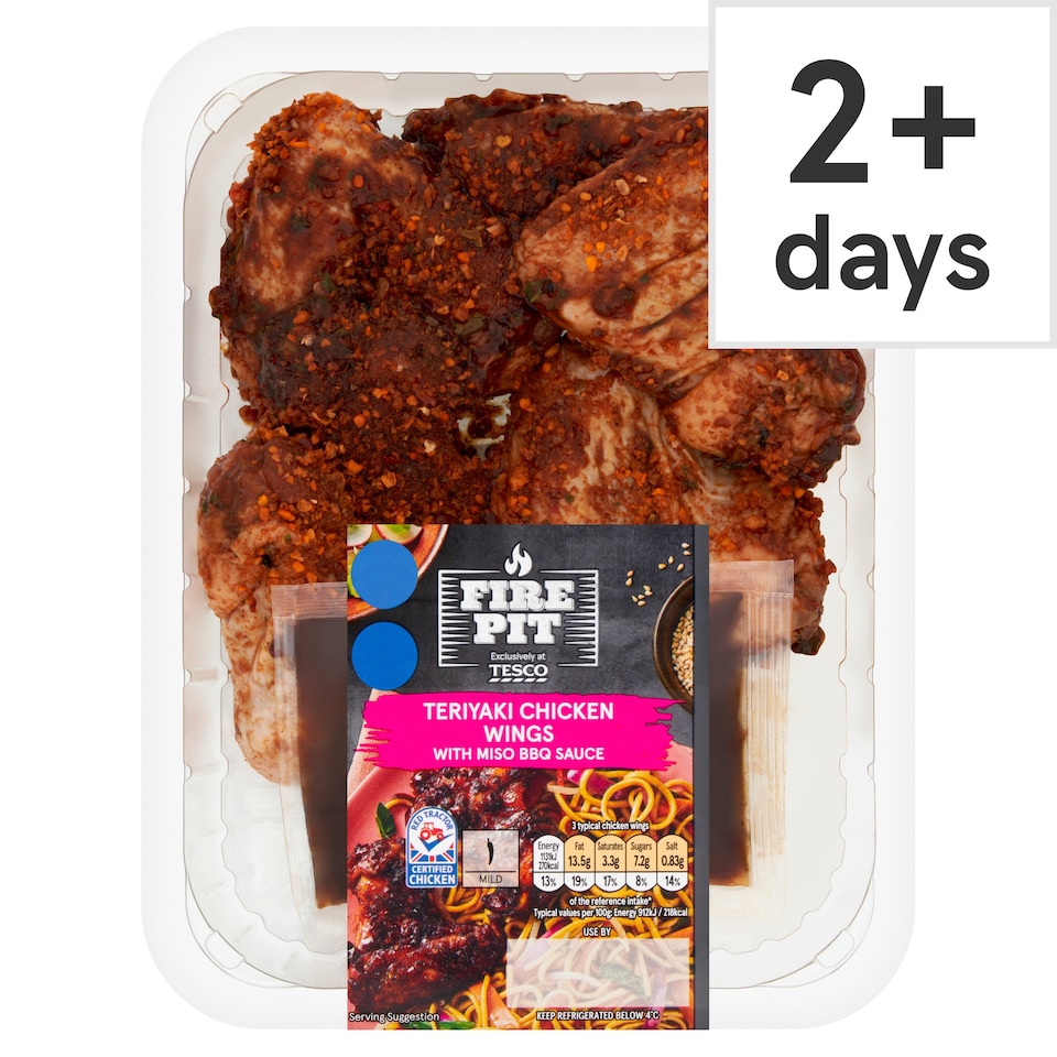 Tesco Fire Pit Teriyaki Chicken Wings With Miso BBQ Sauce 482g