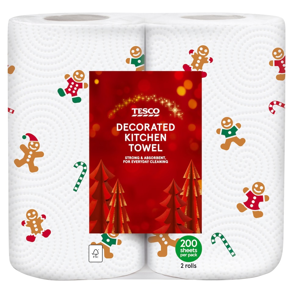 Tesco Decorated Kitchen Towel 2 Rolls