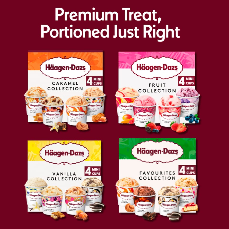 image 1 of Haagen-Dazs Vanilla Ice Cream Collection Mini Cups 4X95ml