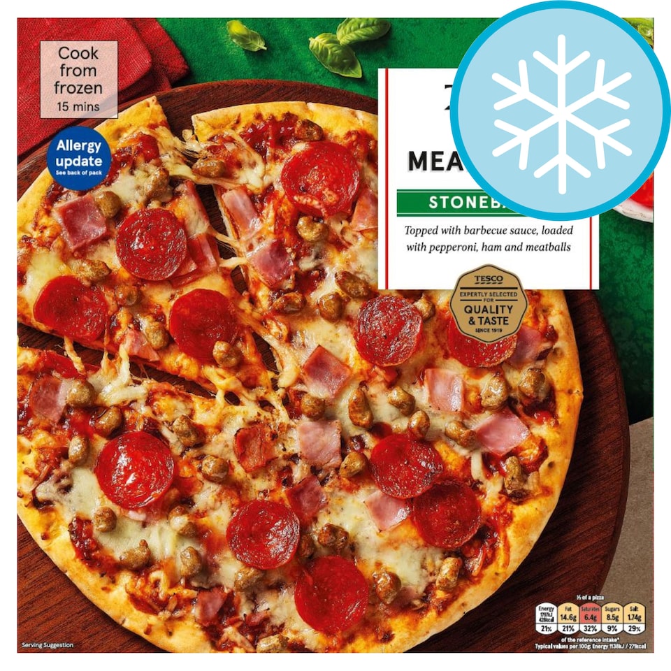 Tesco Stonebaked BBQ Meat Feast Pizza 340g