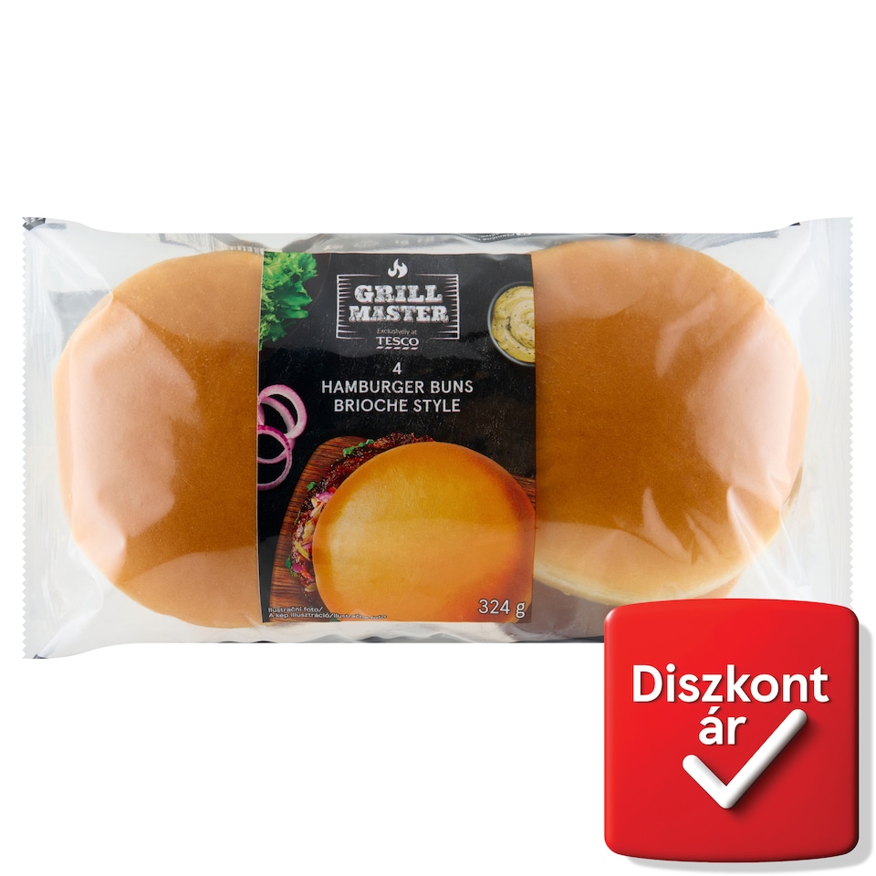 Grill Master Brioche Style búzalisztből készült hamburger buci édes tésztából 4 x 81 g (324 g)