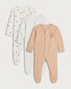 image 1 of F&F Baby 3-Pack Pure Cotton Breakfast Print Long Sleeved Sleepsuits in White