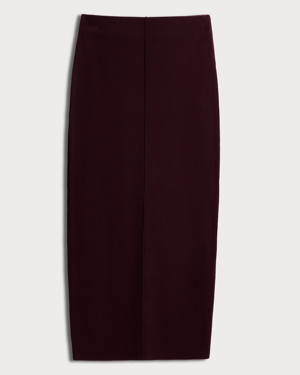 image 1 of F&F Textured Midi Co-ord Pencil Skirt in Burgundy