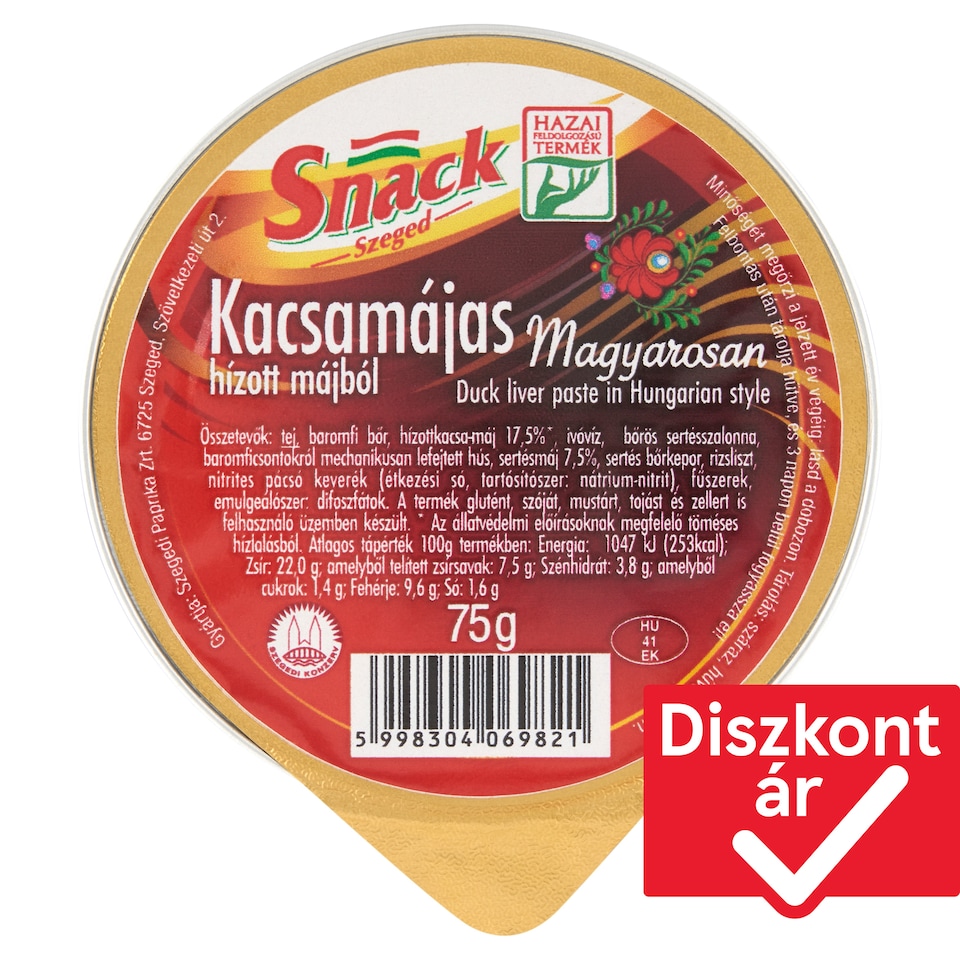 Snack Szeged kacsamájas hízott májból magyarosan 75 g