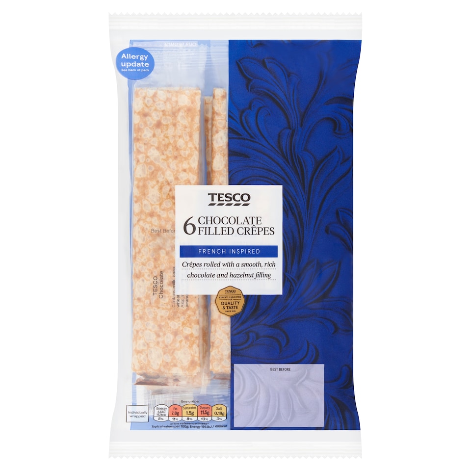 Tesco Chocolate Filled Crepes 6 pack