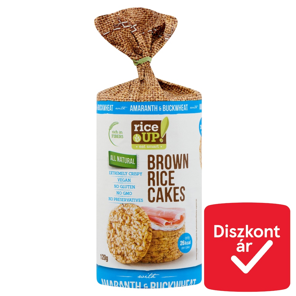 RiceUp! Eat Smart teljes kiőrlésű puffasztott rizs hajdinával és amaránttal 120 g  1. kép