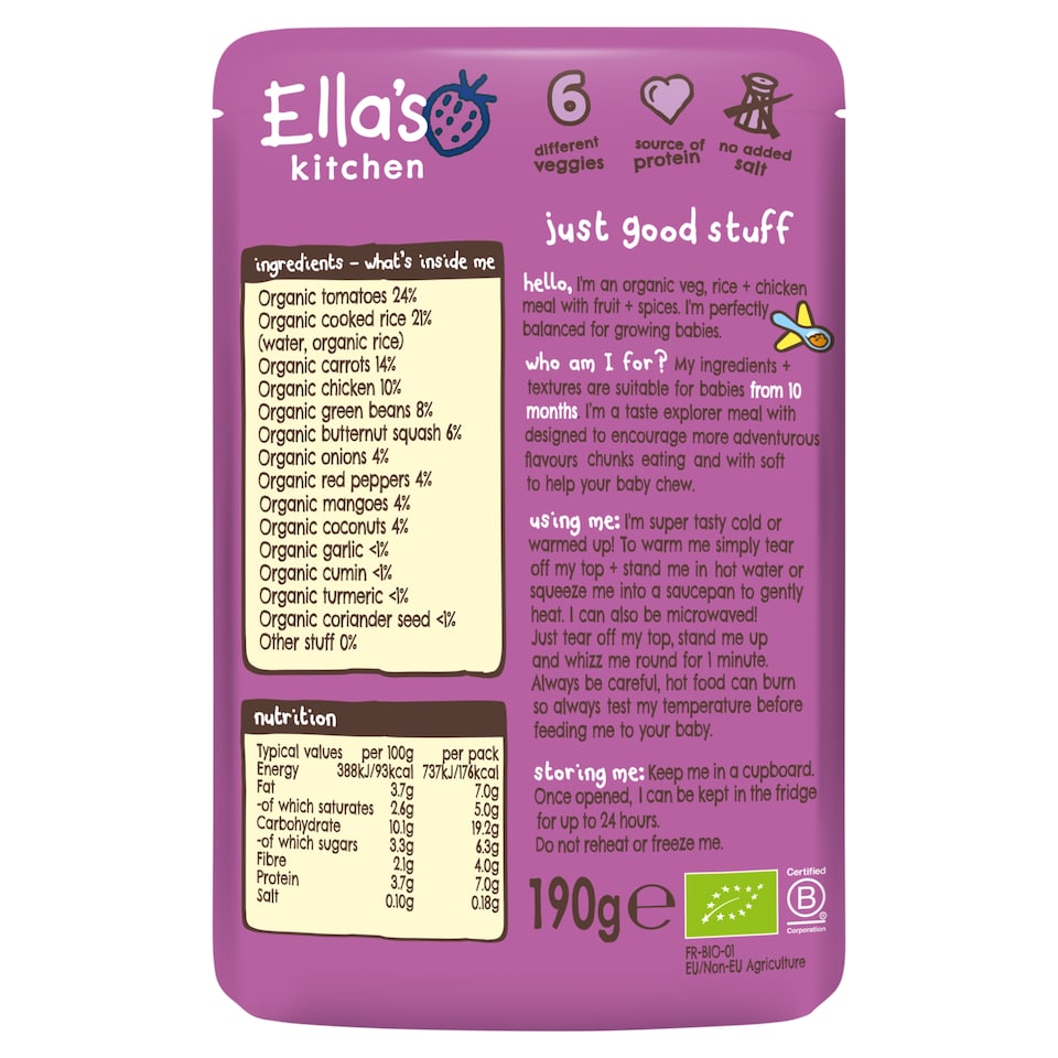 image 1 of Ella's Kitchen Chicken Curry With Veggie Rice 190G