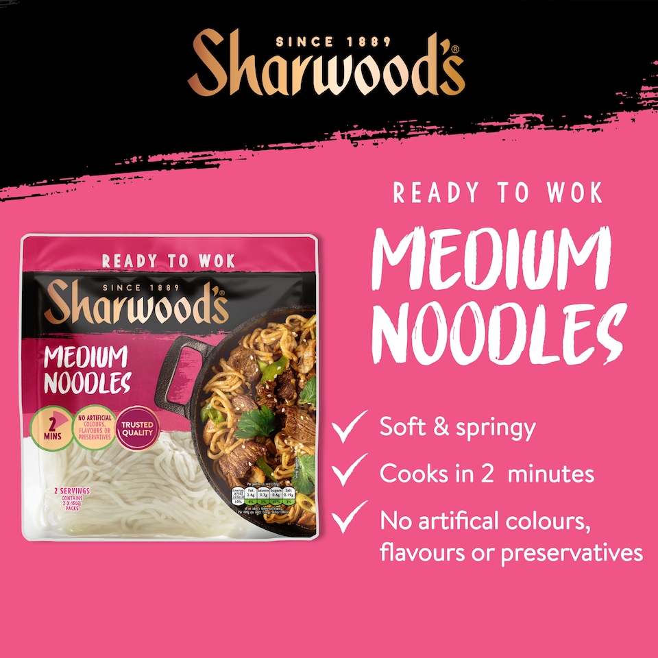 image 1 of Sharwoods Ready To Wok Medium Noodles 300g